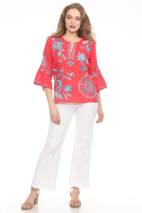 Johnny Was Workshop Neilly Ruffle Sleeve Blouse W19425-2