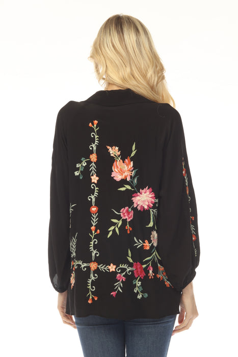 Johnny Was Workshop Black Pauletta Raglan Shirt W12624-6