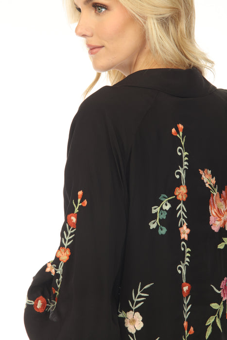 Johnny Was Workshop Black Pauletta Raglan Shirt W12624-6