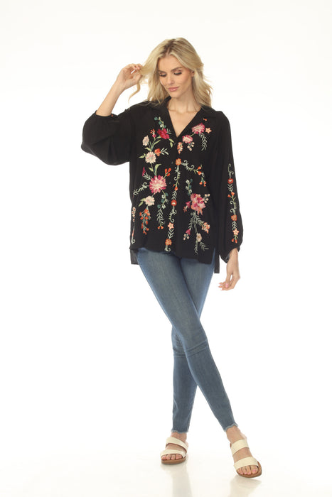 Johnny Was Workshop Black Pauletta Raglan Shirt W12624-6