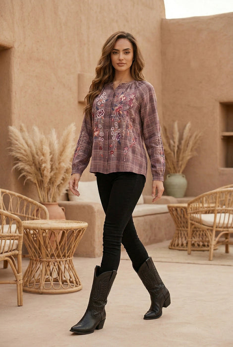 Johnny Was Workshop Plaid Curacao Raglan Poet Shirt W15223