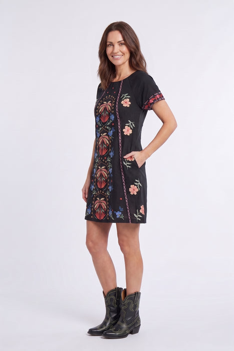 Johnny Was Workshop Black Isla Raglan Seamed Dress W33725-3