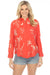 Johnny Was Workshop Style W12623 Red Sarabi Embroidered Boxy Pocket Shirt Boho Chic