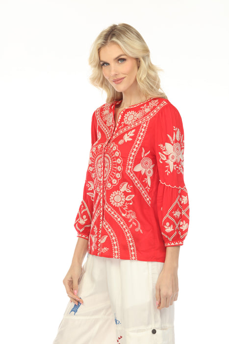 Johnny Was Workshop Brynlee Scallop Sleeve Blouse W10425-5 *