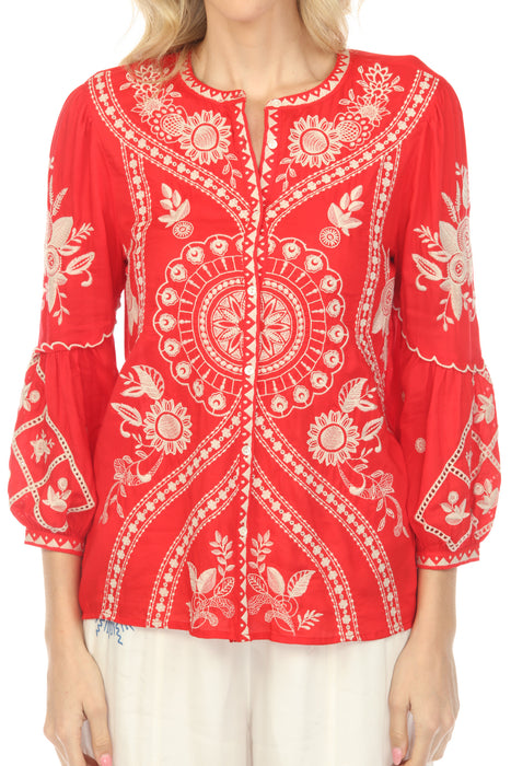 Johnny Was Workshop Brynlee Scallop Sleeve Blouse W10425-5 *