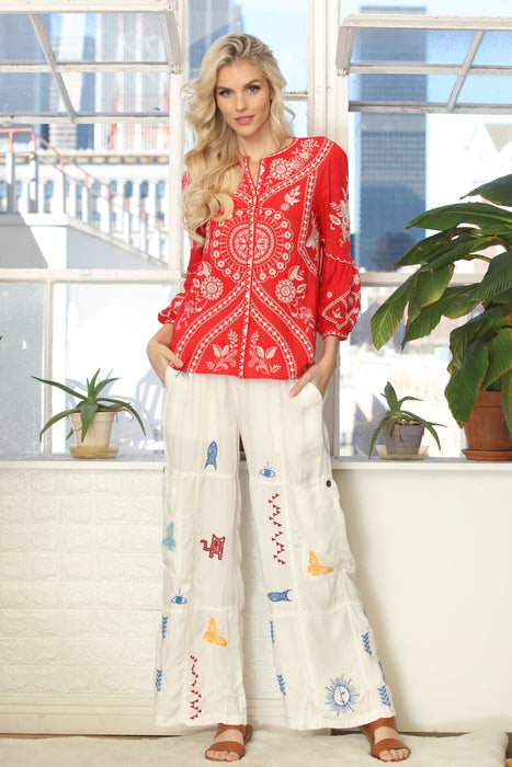 Johnny Was Workshop Brynlee Scallop Sleeve Blouse W10425-5 *