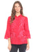 Johnny Was Workshop Style W18925-1 Red Roberta 3/4 Sleeve Flounce Shirt