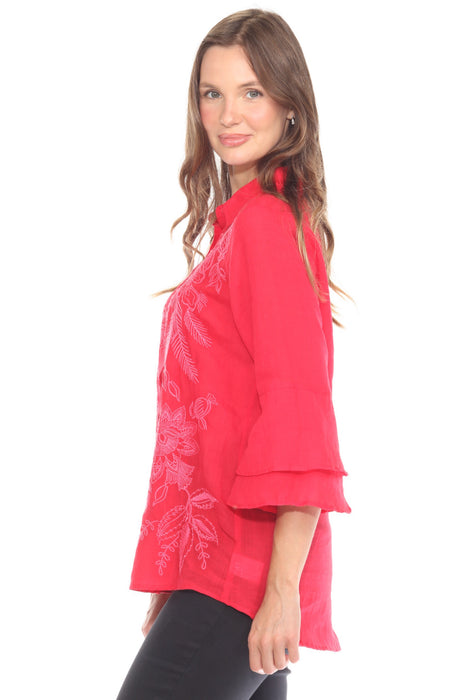 Johnny Was Workshop Roberta 3/4 Sleeve Flounce Shirt W18925-1*