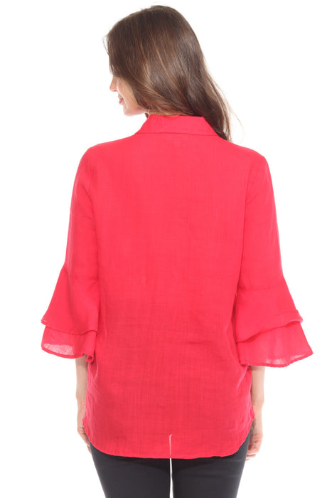 Johnny Was Workshop Roberta 3/4 Sleeve Flounce Shirt W18925-1*