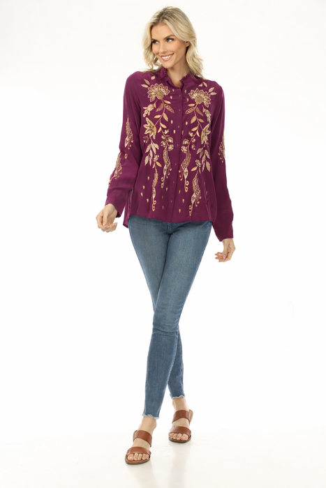 Johnny Was Workshop Chiarra Western Seamed Ruffle Shirt W14724-9 *