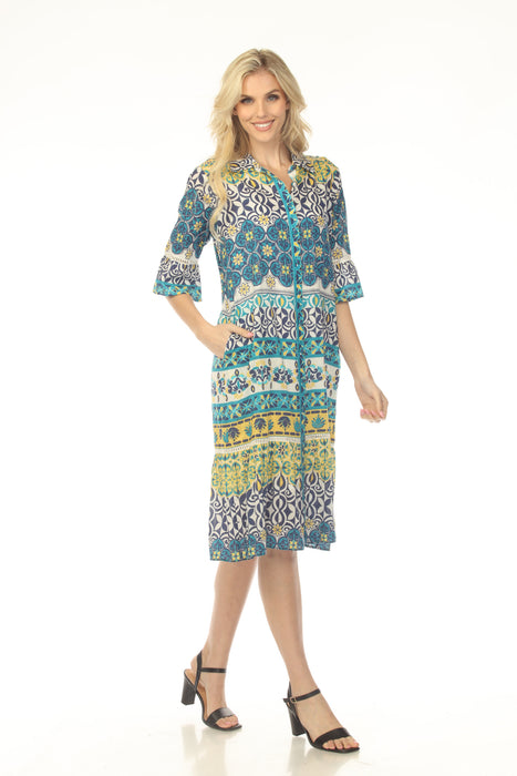 Johnny Was Workshop Ruffle Sleeve Midi Shirt Dress W34125-5