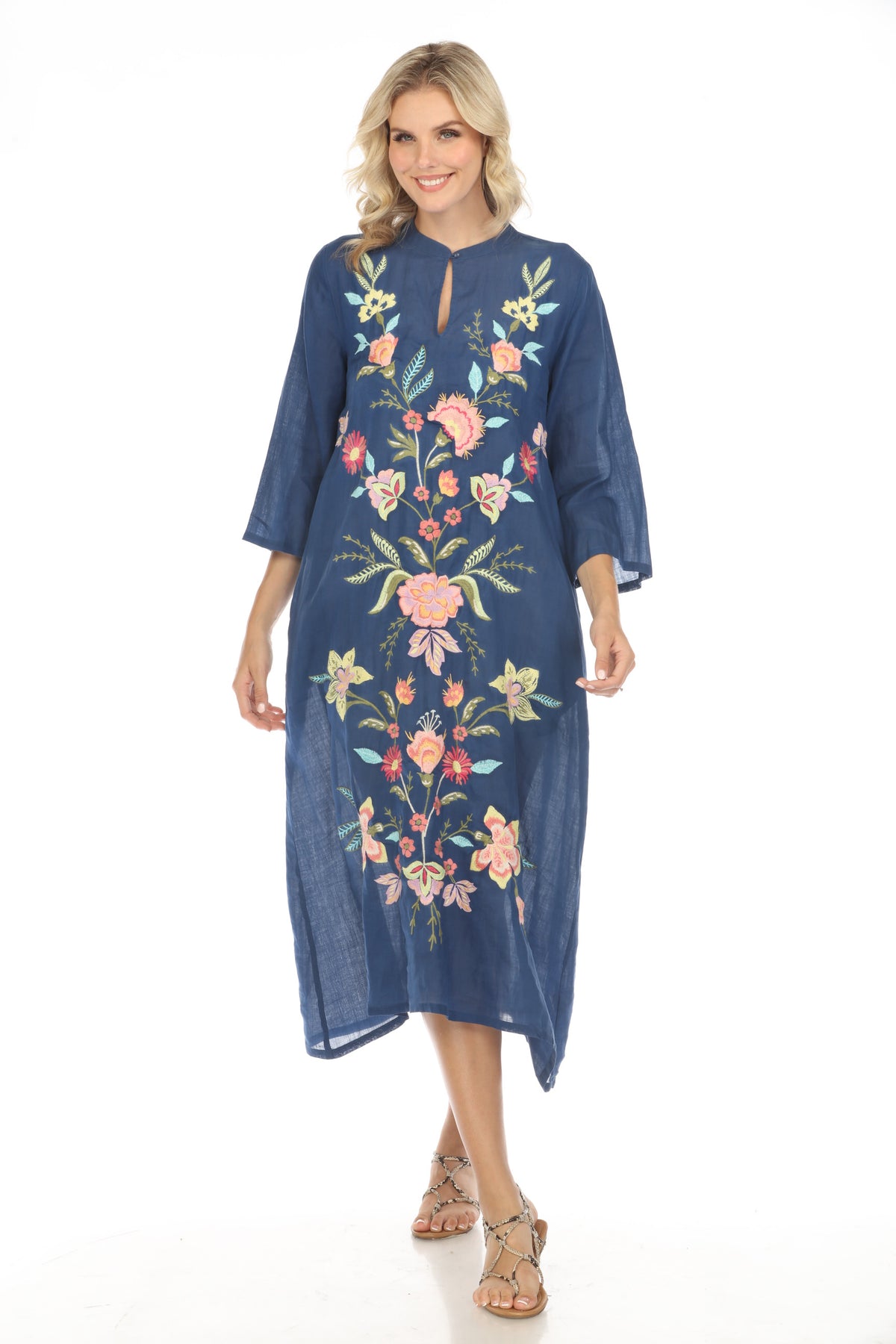 Camellia Mandarin Collar Midi Dress | Johnny Was  AfterRetail