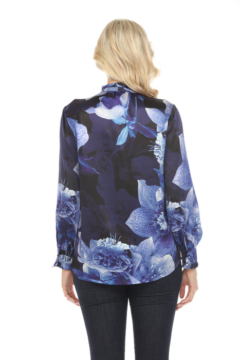 Johnny Was Workshop Silk Floral Button Front Long Sleeve Shirt Boho Chic W12224