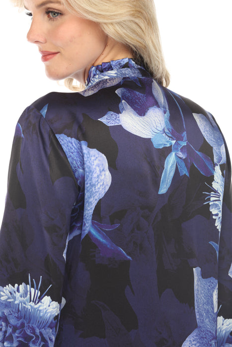 Johnny Was Workshop Silk Floral Button Front Long Sleeve Shirt Boho Chic W12224