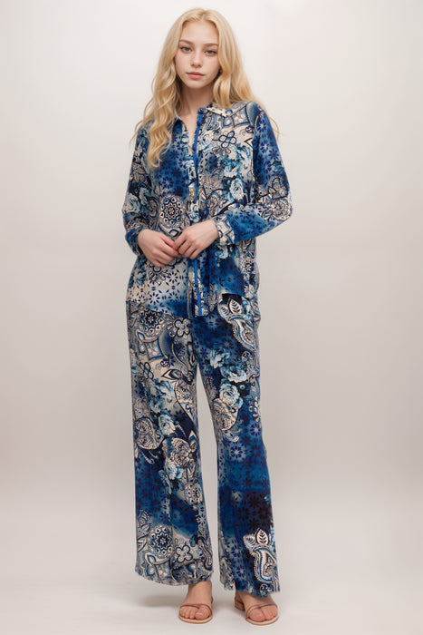 Johnny Was Workshop Blue Smocked Waist Pant W61824-7