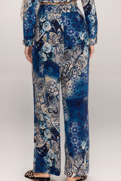 Johnny Was Workshop Blue Smocked Waist Pant W61824-7