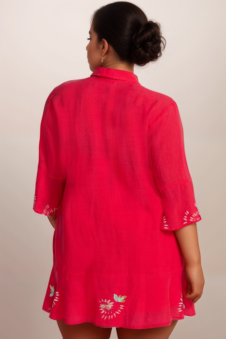 Johnny Was Workshop Red Talulla Tiered Flounce Dress W32325-1 Plus Size