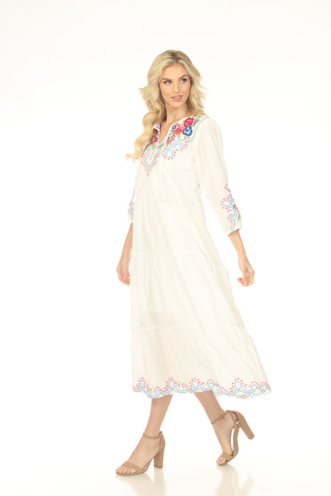 Johnny Was Workshop White Tiered House Maxi Dress W32625-1