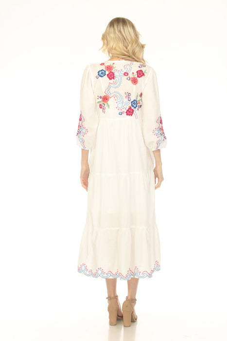 Johnny Was Workshop White Tiered House Maxi Dress W32625-1