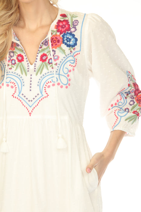 Johnny Was Workshop White Tiered House Maxi Dress W32625-1