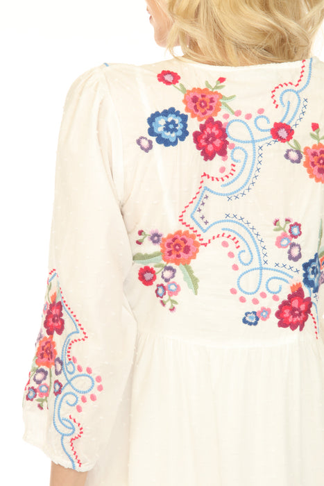 Johnny Was Workshop White Tiered House Maxi Dress W32625-1