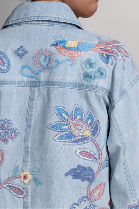 Johnny Was Workshop Blue Trapunto Denim Chore Jacket W48925-2 Plus Size