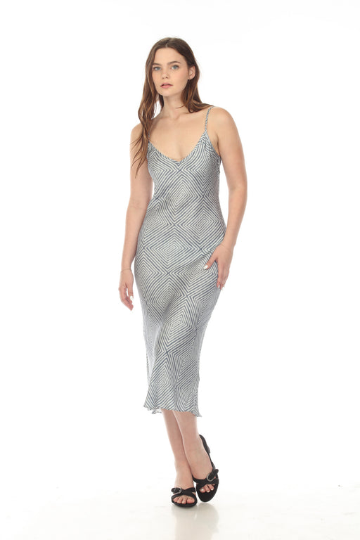 Johnny Was Workshop Style W32622 Vendom Geometric Midi Slip Dress Boho Chic