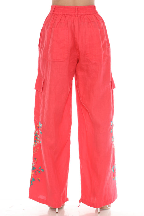 Johnny Was Workshop Drawstring Hem Linen Cargo Pants W63525-2