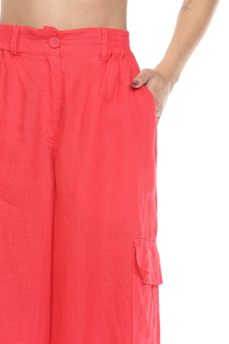 Johnny Was Workshop Drawstring Hem Linen Cargo Pants W63525-2