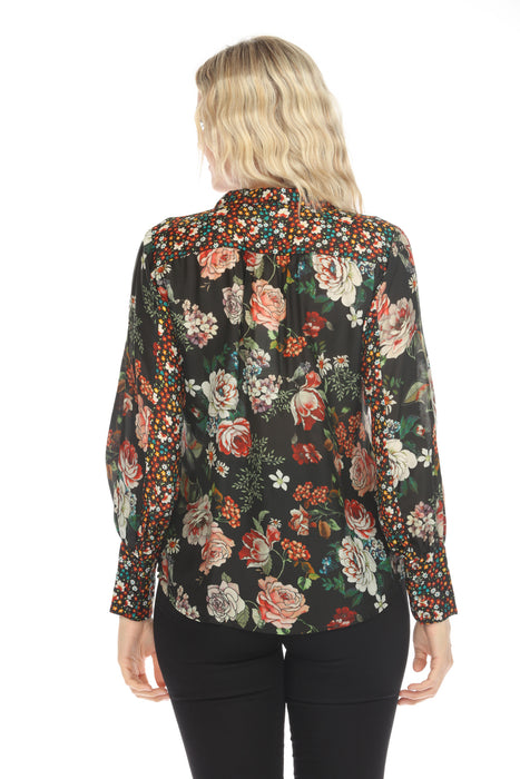 Johnny Was Yrene Attar Floral Silk Blouse C11224A0