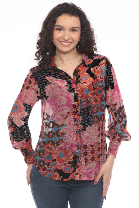 Johnny Was Style C11224BO Yrene Burnout Blouse