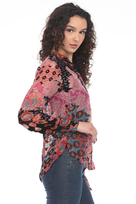 Johnny Was Yrene Burnout Blouse C11224BO