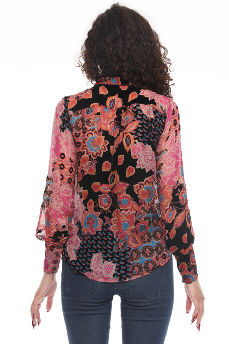 Johnny Was Yrene Burnout Blouse C11224BO