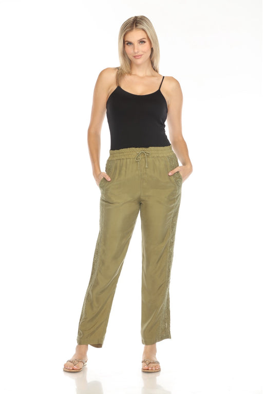 Johnny Was Style C64924-E Green Yverri Embroidered Ankle Pants