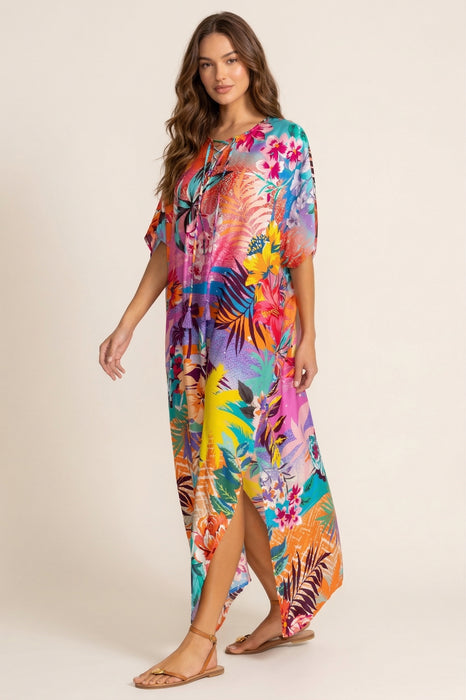 Johnny Was Zeru Tie Neck Maxi Kaftan CSW6425-A