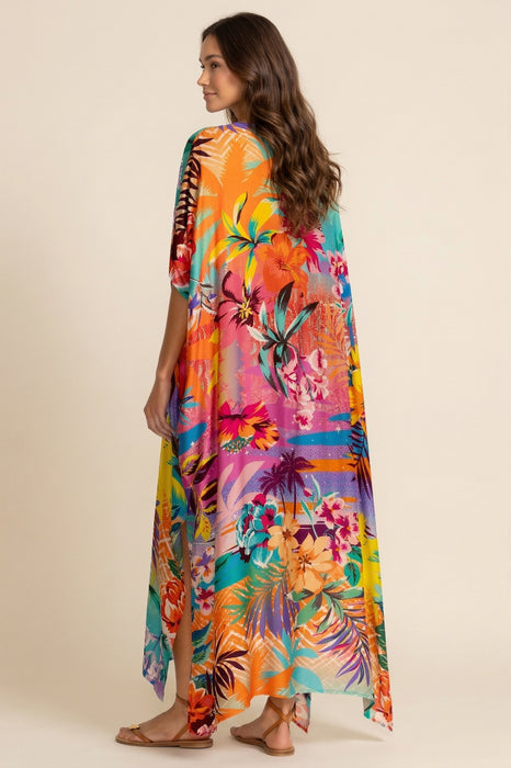Johnny Was Zeru Tie Neck Maxi Kaftan CSW6425-A