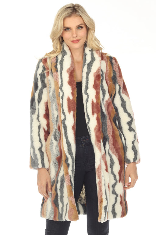 Johnny Was Style R48023 Ziggy Faux Fur Open Front Coat Boho Chic
