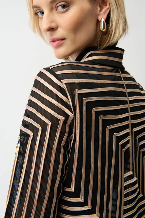 Joseph Ribkoff Abstract Print Collared 3/4 Bell Sleeves Jacket 261980