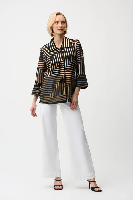 Joseph Ribkoff Abstract Print Collared 3/4 Bell Sleeves Jacket 261980