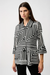 Joseph Ribkoff 261980 Black/Vanilla Abstract Print Collared 3/4 Bell Sleeves Jacket