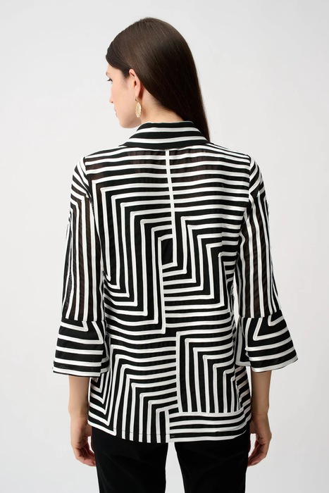 Joseph Ribkoff Abstract Print Collared 3/4 Bell Sleeves Jacket 261980