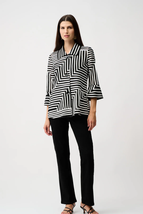 Joseph Ribkoff Abstract Print Collared 3/4 Bell Sleeves Jacket 261980