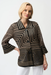 Joseph Ribkoff 261980 Black Champagne Abstract Print Collared 3/4 Bell Sleeves Jacket