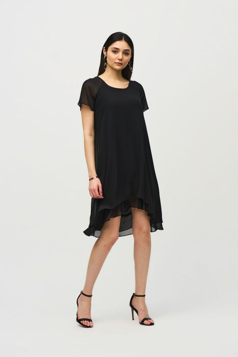 Asymmetric Chiffon Layered Trapeze Dress | Joseph Ribkoff AfterRetail Asymmetric Chiffon Layered Trapeze Dress | Joseph Ribkoff AfterRetail