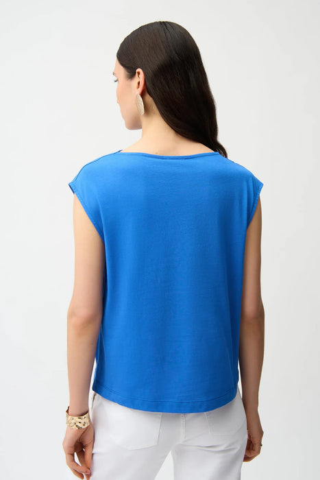 Joseph Ribkoff Asymmetric Neck Knot Drape Top 261964
