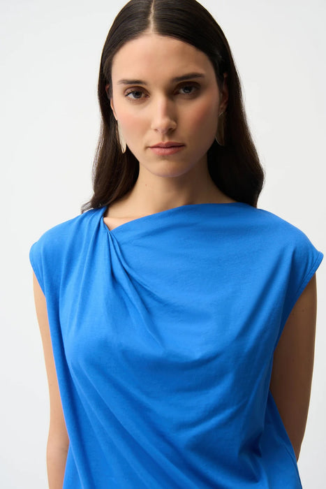 Joseph Ribkoff Asymmetric Neck Knot Drape Top 261964