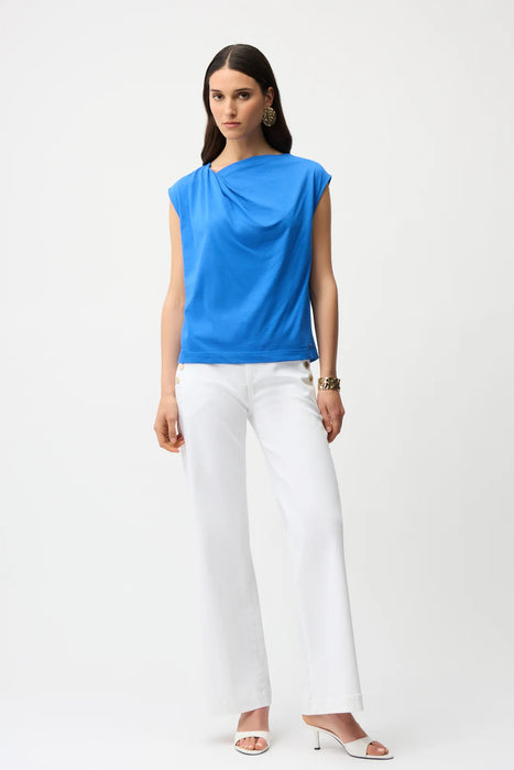 Joseph Ribkoff Asymmetric Neck Knot Drape Top 261964