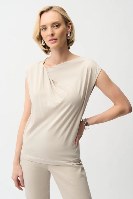 Joseph Ribkoff 261964 Asymmetrical Collar Sleeveless Top