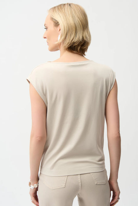 Joseph Ribkoff Asymmetric Neck Knot Drape Top 261964
