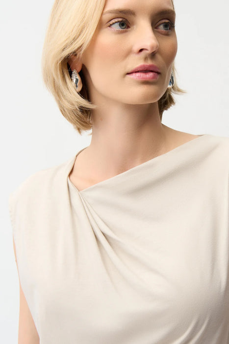 Joseph Ribkoff Asymmetric Neck Knot Drape Top 261964